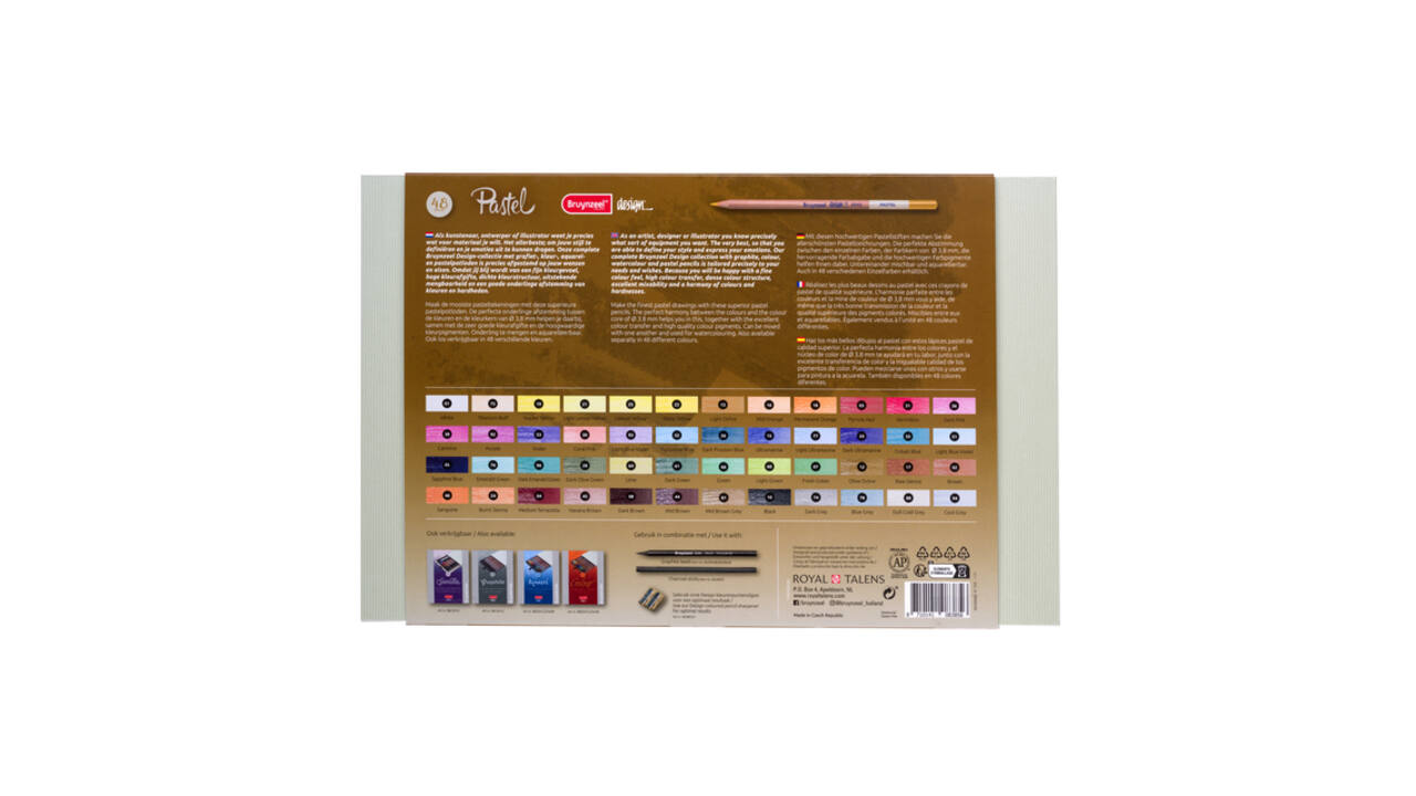 Pastelpotlood Bruynzeel Design met luxe bewaardoos assorti 48 stuks