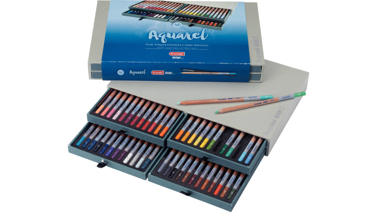 Kleurpotloden Bruynzeel Design met luxe bewaardoos aquarel ass 48st