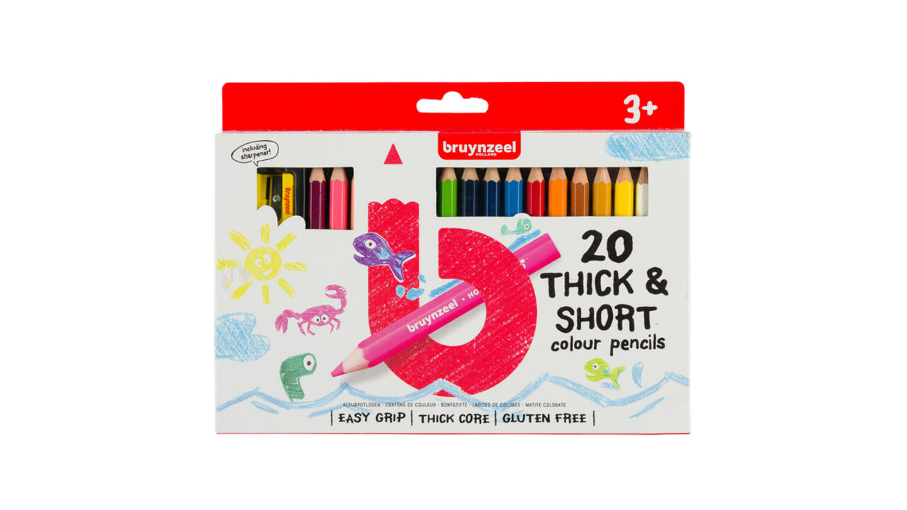 Kleurpotloden Bruynzeel Kids Thick & Short assorti 20 stuks