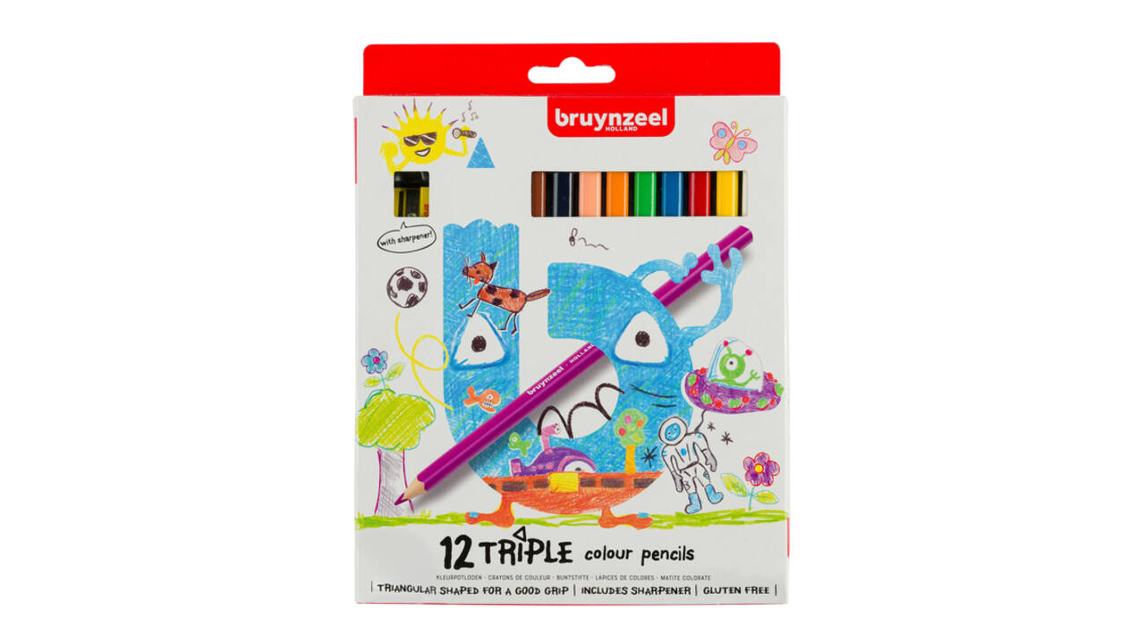 Kleurpotloden Bruynzeel Kids Triple assorti 12 stuks