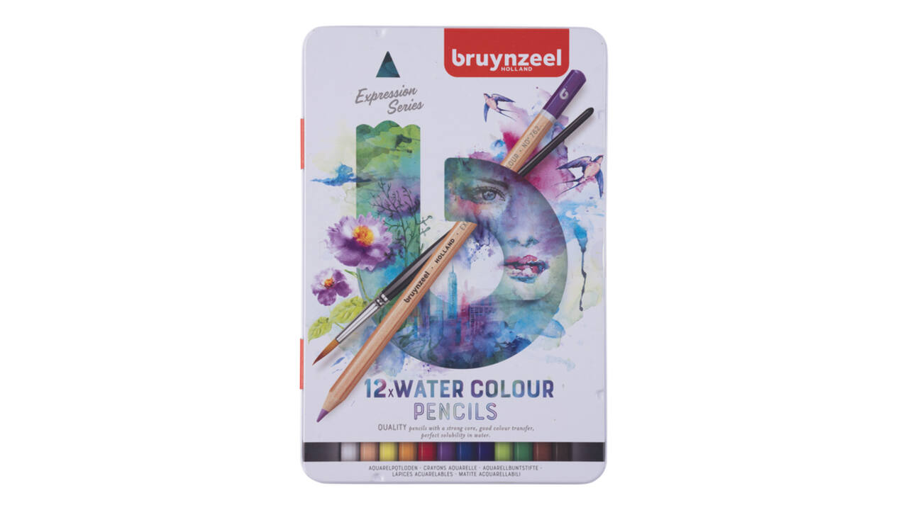 Kleurpotloden Bruynzeel Expression aquarel assorti blik à 12 stuks