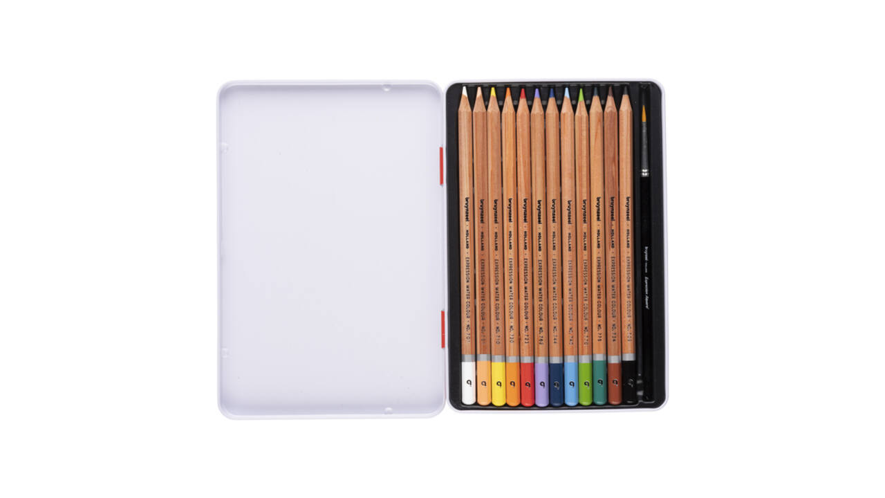 Kleurpotloden Bruynzeel Expression aquarel assorti blik à 12 stuks