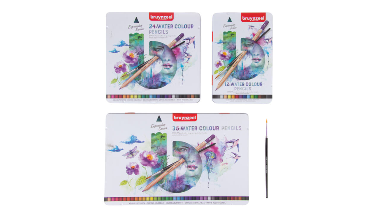 Kleurpotloden Bruynzeel Expression aquarel assorti blik à 12 stuks