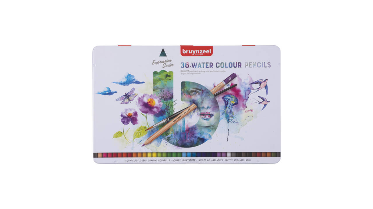 Kleurpotloden Bruynzeel Expression aquarel assorti blik à 36 stuks