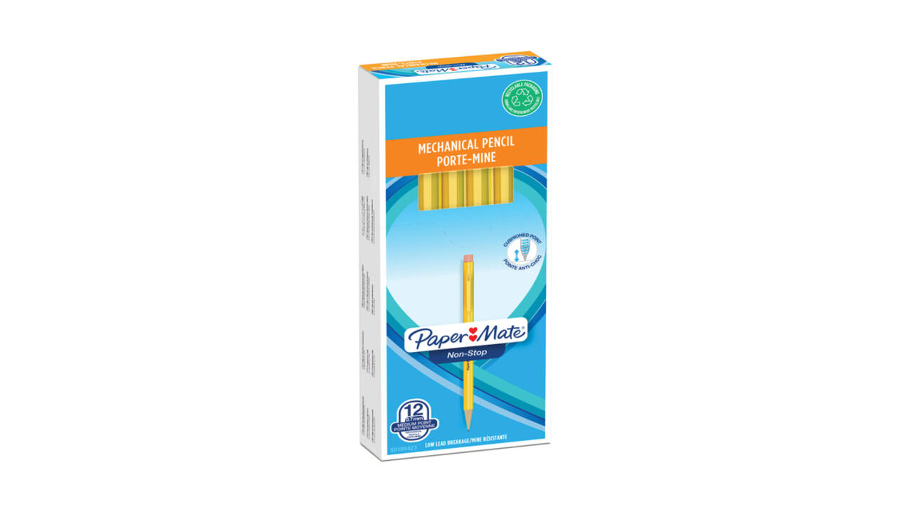 Vulpotlood Paper Mate non stop 0.7mm HB met clip en gum geel