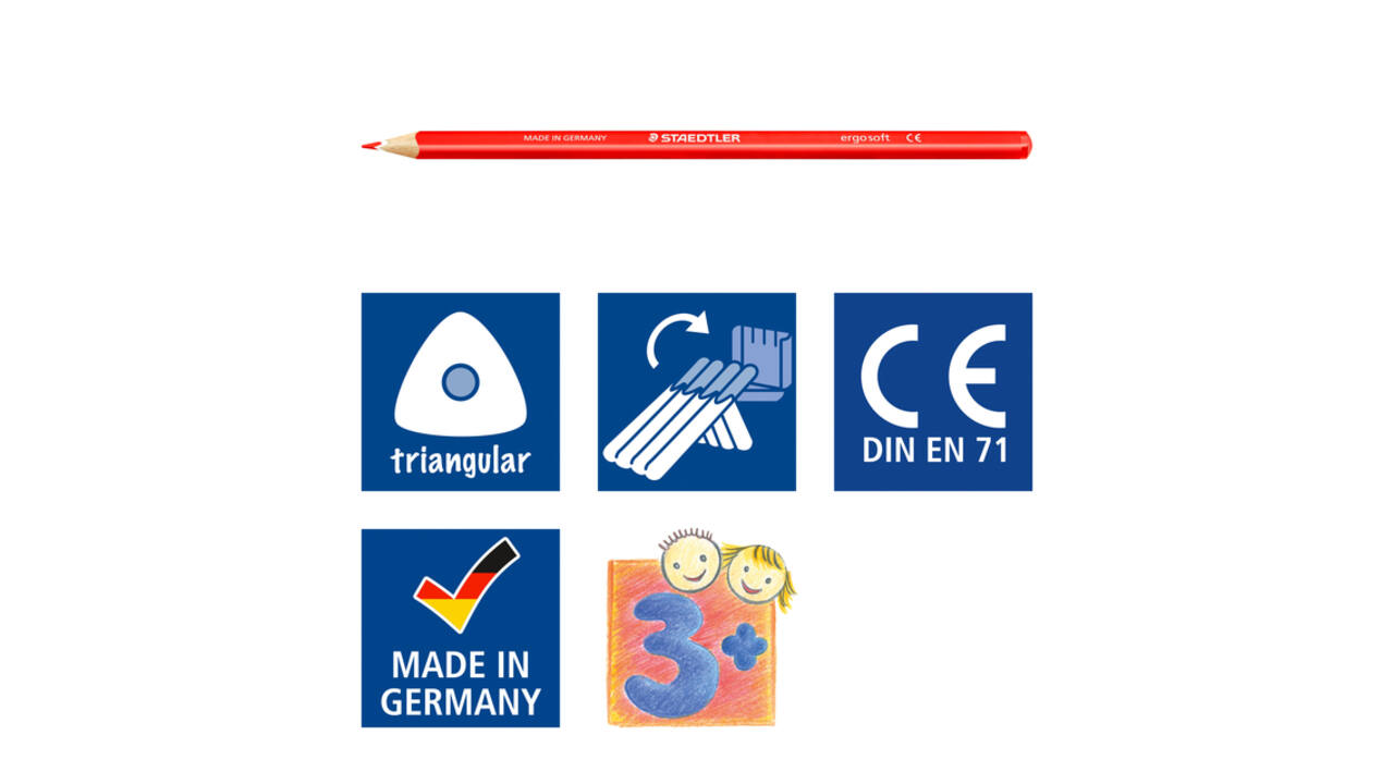 Kleurpotloden Staedtler Ergosoft driekantig 12stuks assorti