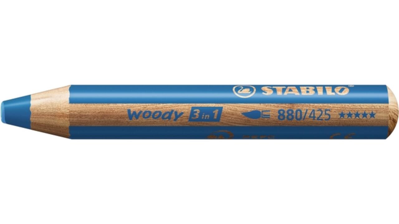 Kleurpotloden STABILO 880 woody 3 in 1 assorti etui à 6 stuks