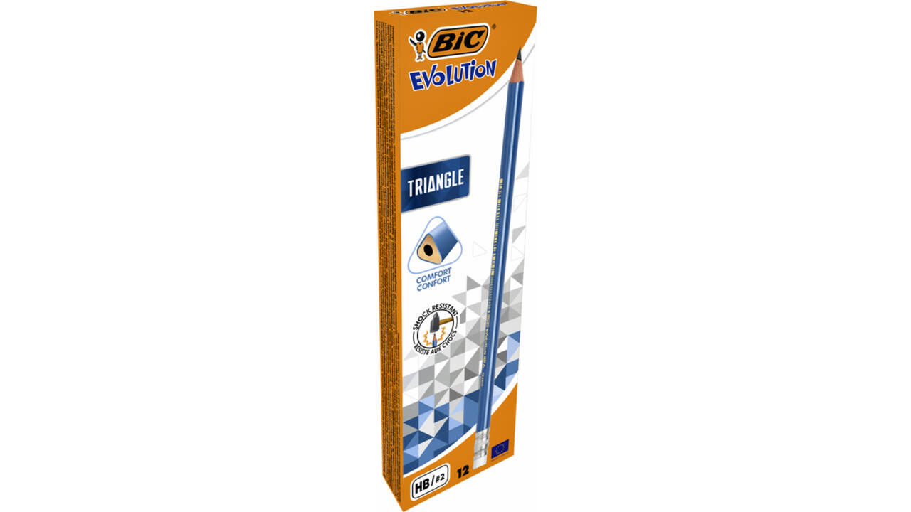 Potlood Bic Evolution driehoekig HB met gumtop