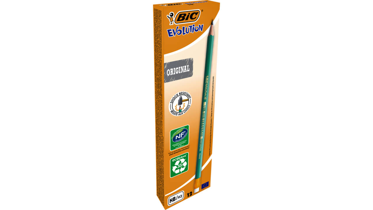 Potlood Bic Evolution ecolutions 655 zeshoekig HB met gumtop