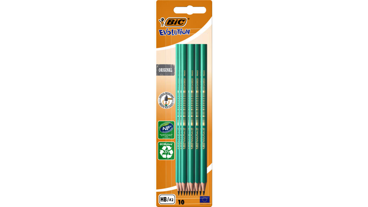 Potlood Bic Evolution ecolutions 655 zeshoekig HB blister à 10 stuks