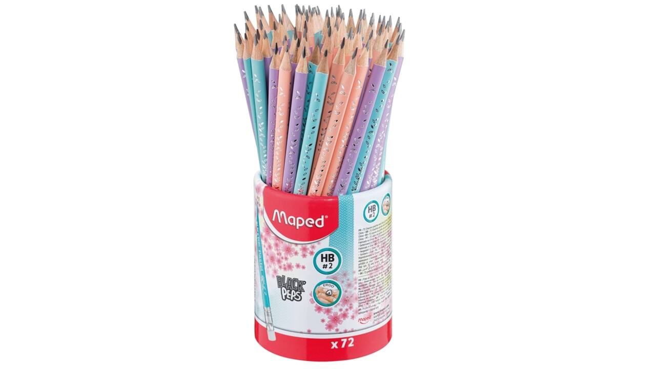 Potlood Maped Black'Peps met gum pot à 72 stuks pastel