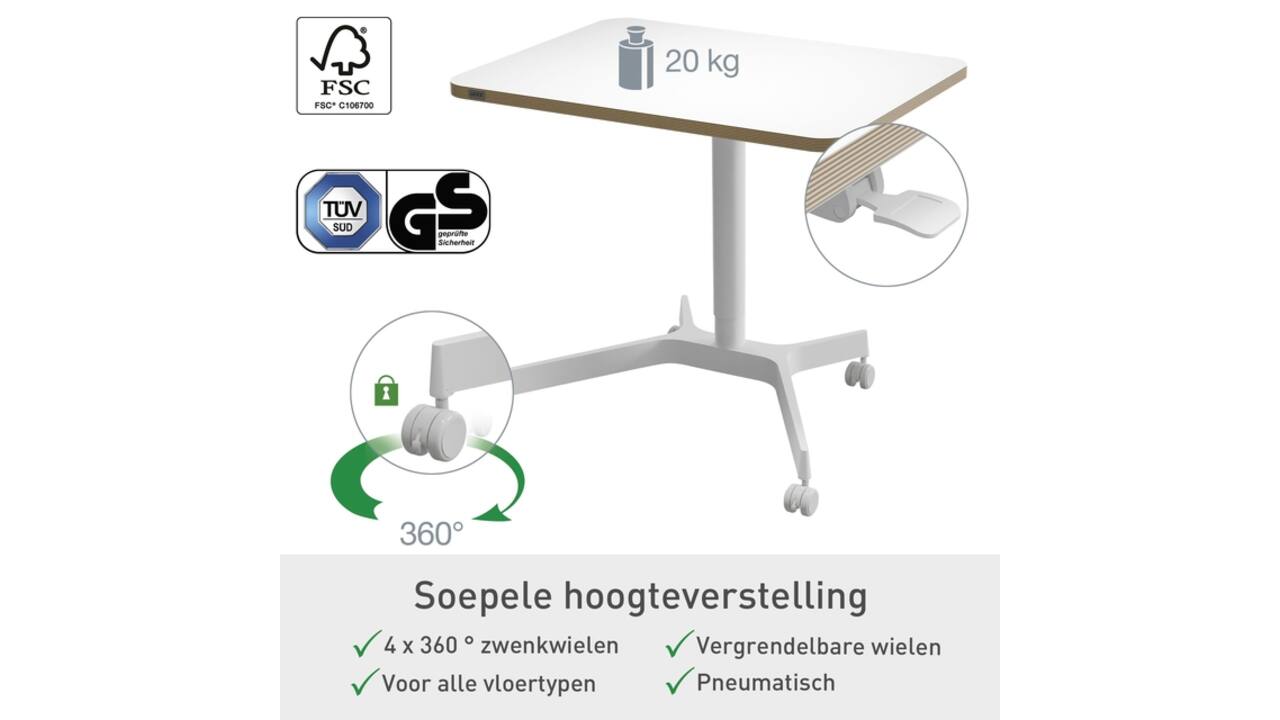 Zit-sta bureau Leitz Ergo compact wielen