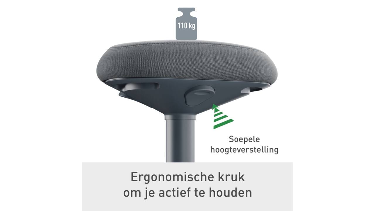 Actieve zit-stakruk Leitz Ergo met gasveer 57-82cm zwart