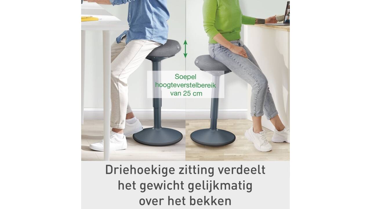 Actieve zit-stakruk Leitz Ergo met gasveer 57-82cm zwart