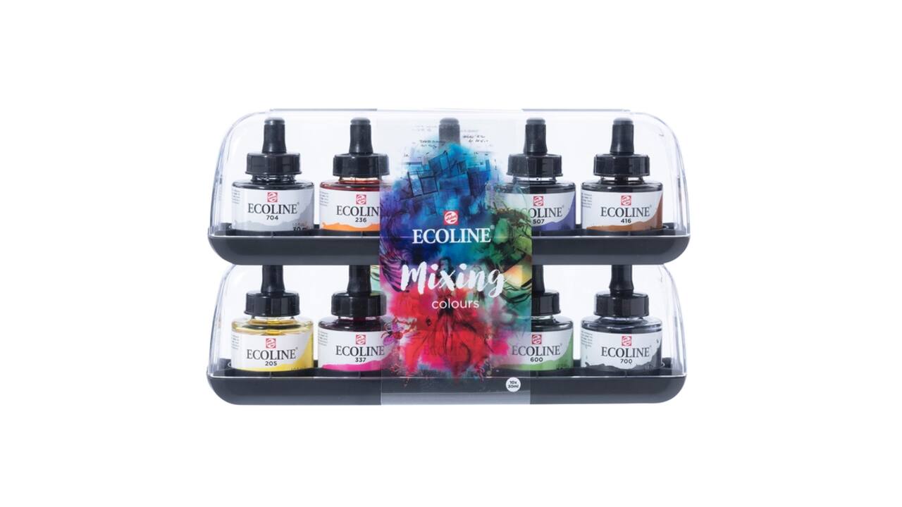 Inkt Talens Ecoline met pipet additional set à 10 ass