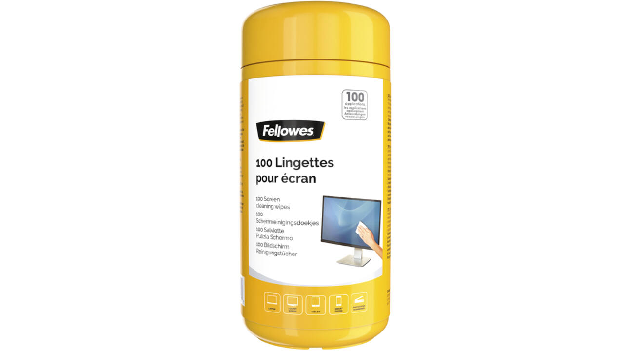 Reinigingsdoekjes Fellowes beeldscherm dispenser 100 stuks