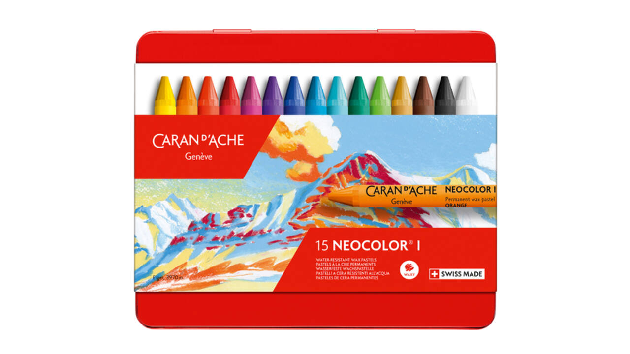 Waskrijt Caran d'Ache neocolor-I 15 stuks assorti
