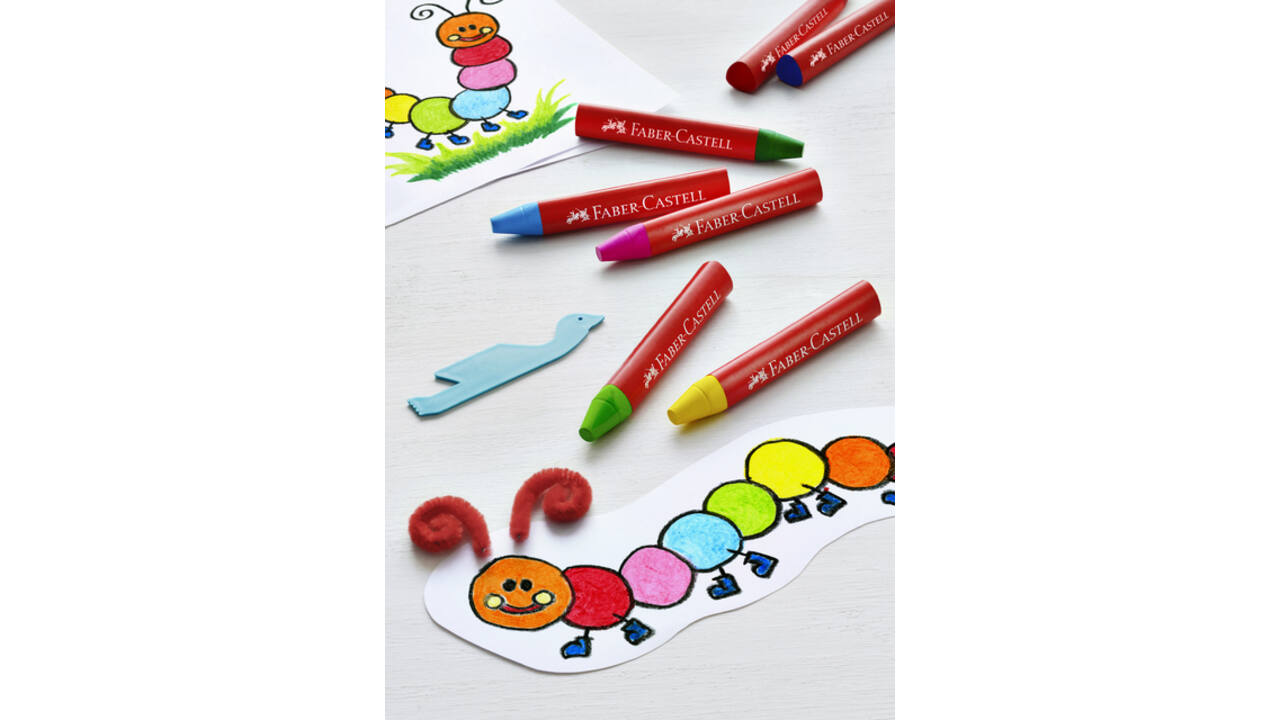 Waskrijt Faber-Castell driehoekig assorti set à 12 stuks