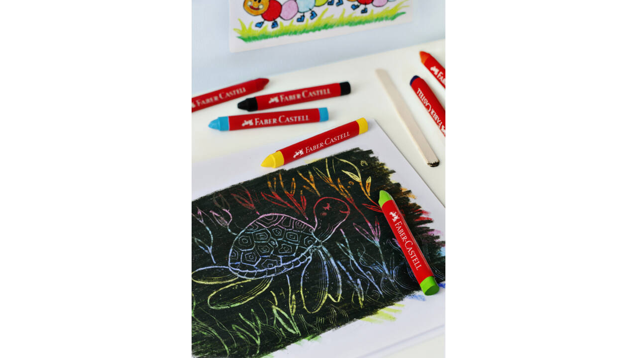 Waskrijt Faber-Castell driehoekig assorti set à 12 stuks
