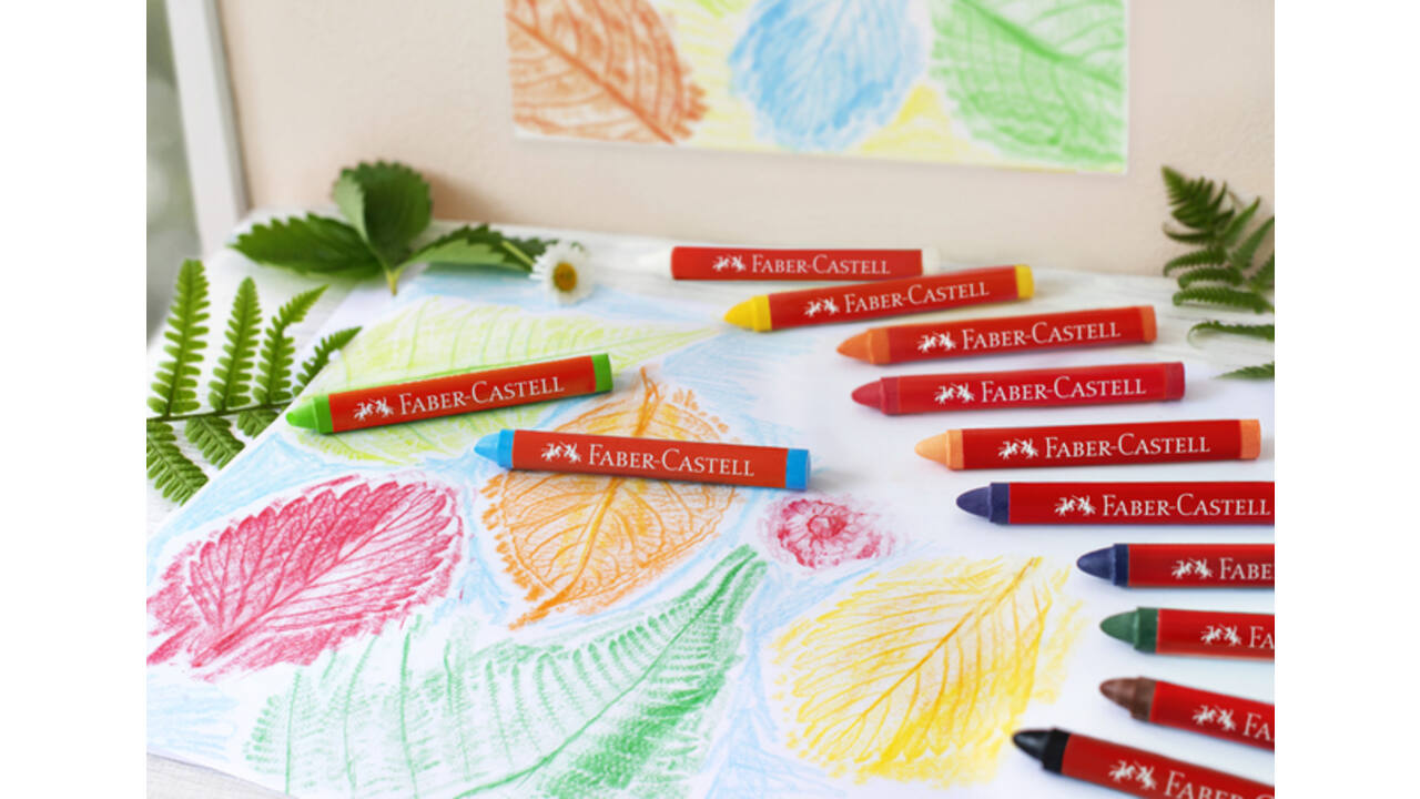Waskrijt Faber-Castell driehoekig assorti set à 12 stuks