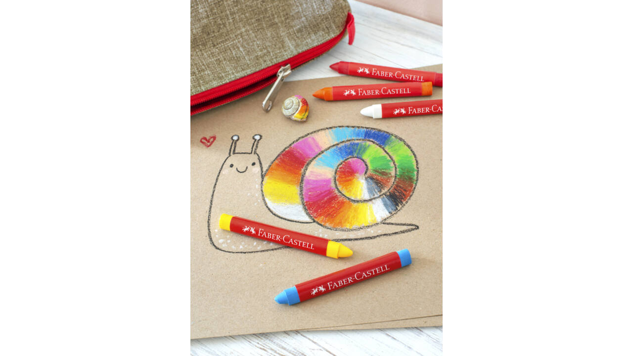 Waskrijt Faber-Castell driehoekig assorti set à 12 stuks