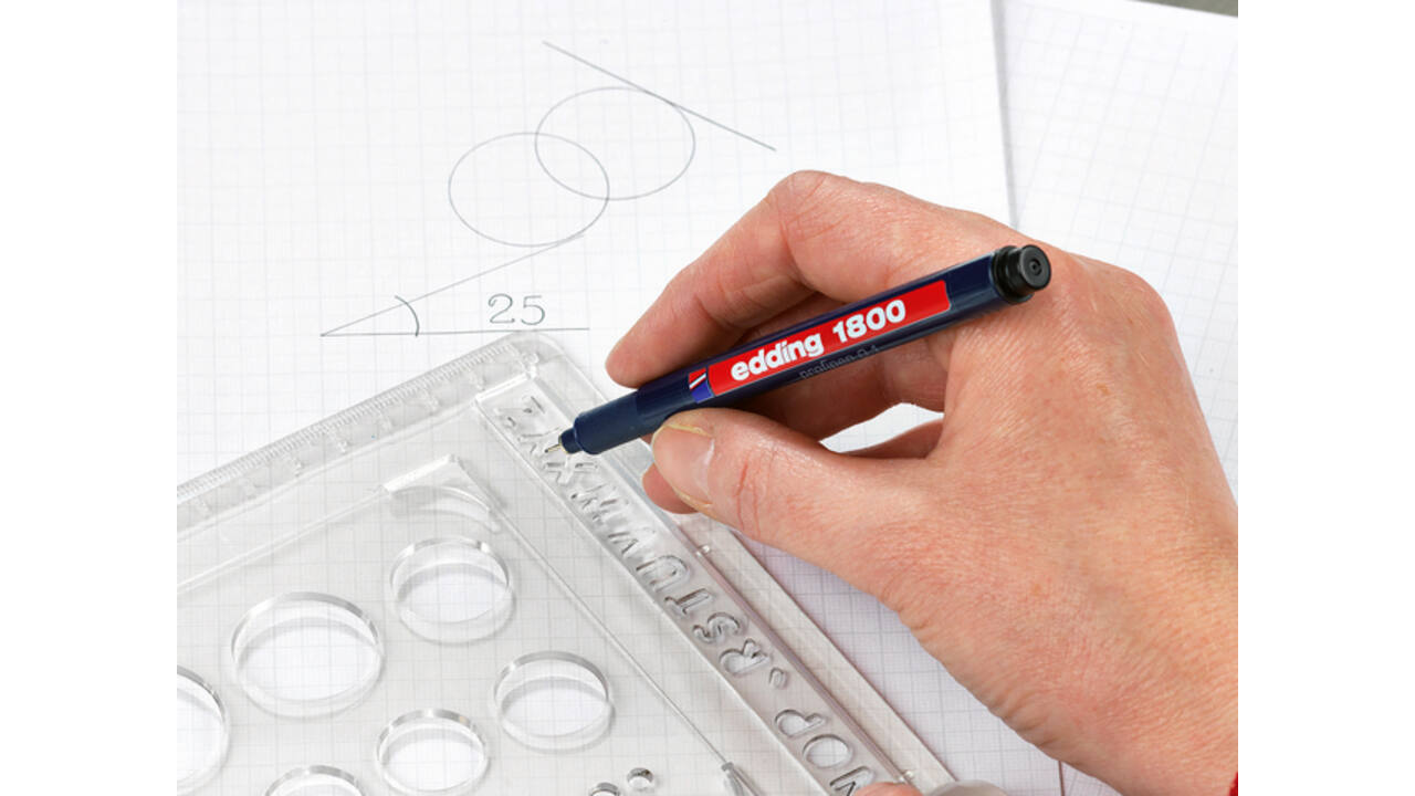 Fineliner edding 1800 0.25mm - 0.35mm - 0.5mm zwart set à 3 stuks