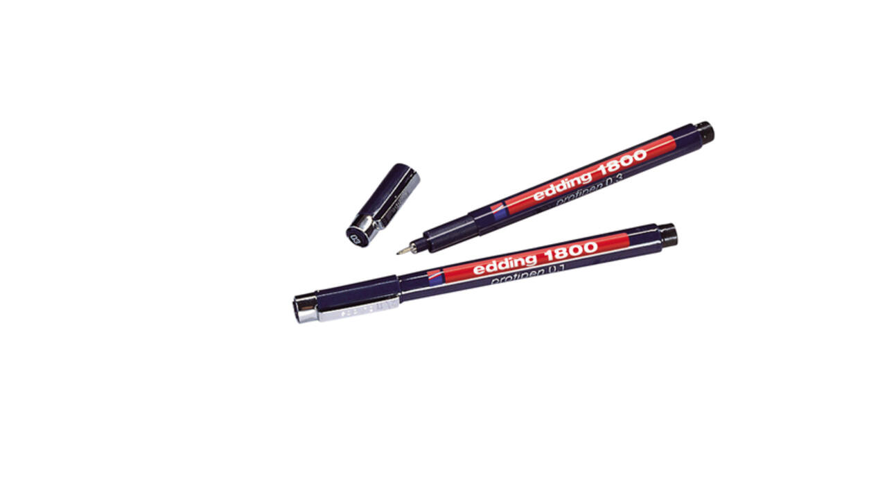 Fineliner edding 1800 0.25mm - 0.35mm - 0.5mm zwart set à 3 stuks
