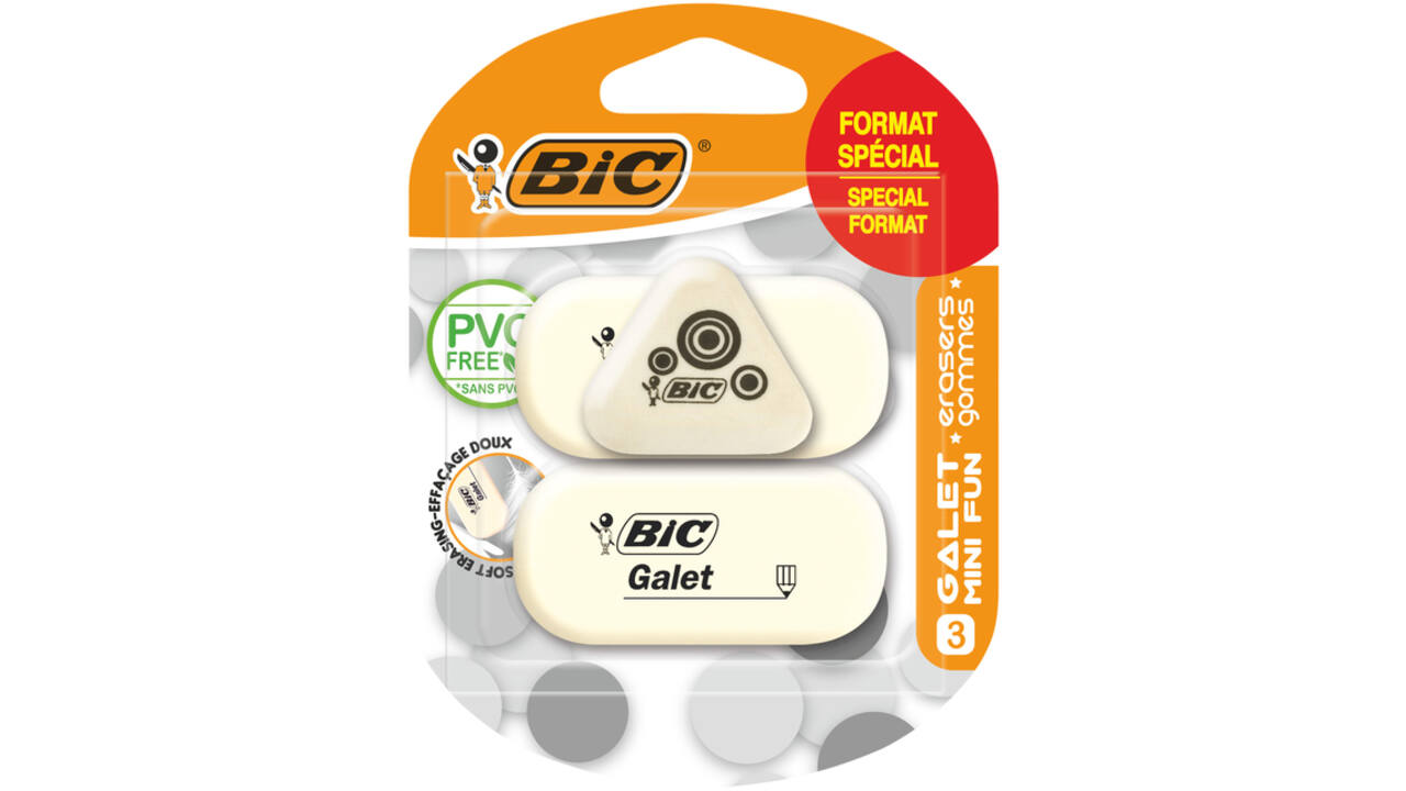 Gum Bic Galet pvc vrij zacht potlood wit blister à 3 stuks