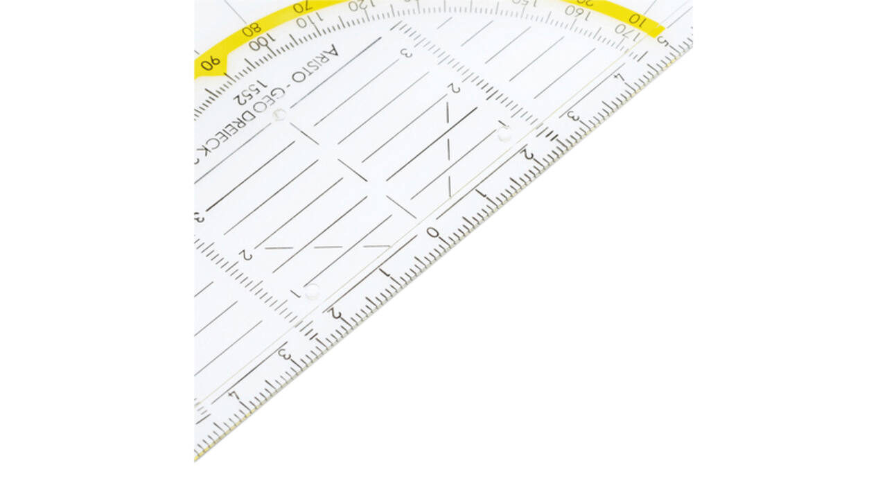 Geodriehoek Aristo 1552 160mm transparant met gele rand