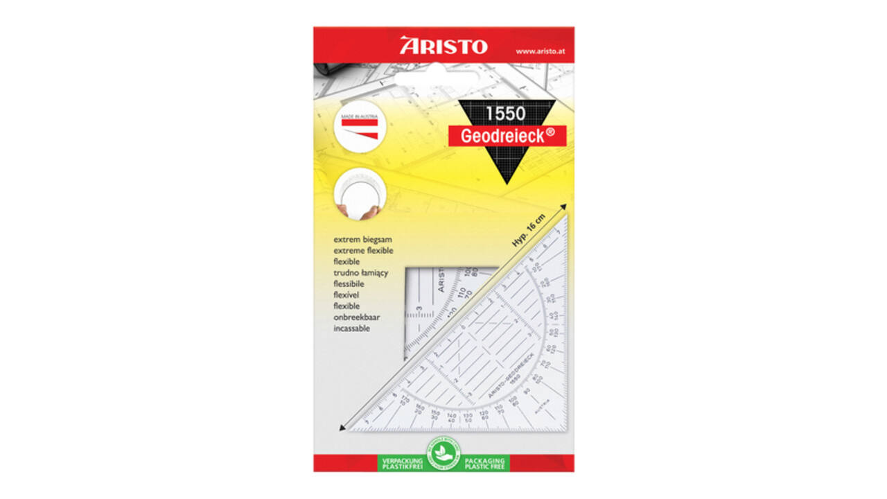 Geodriehoek Aristo 1550 160mm flexibel transparant