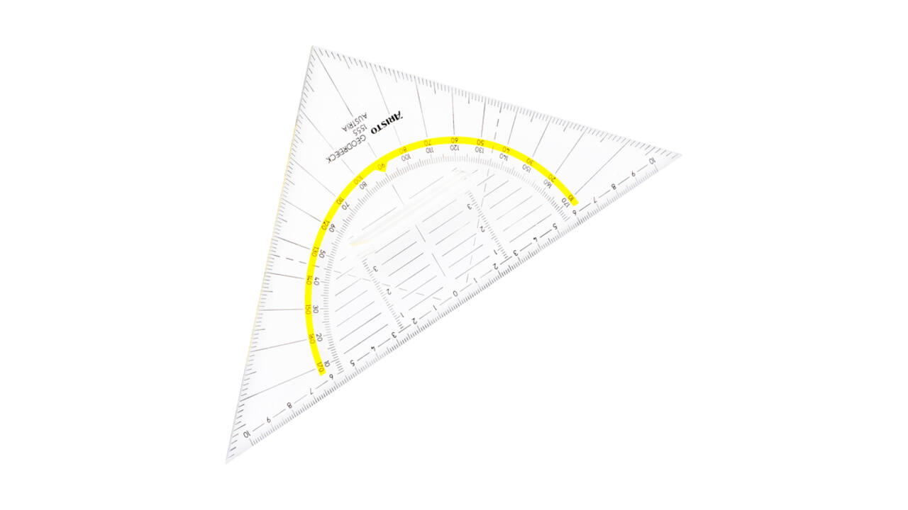 Geodriehoek Aristo 1555/2 225mm met greep transparant