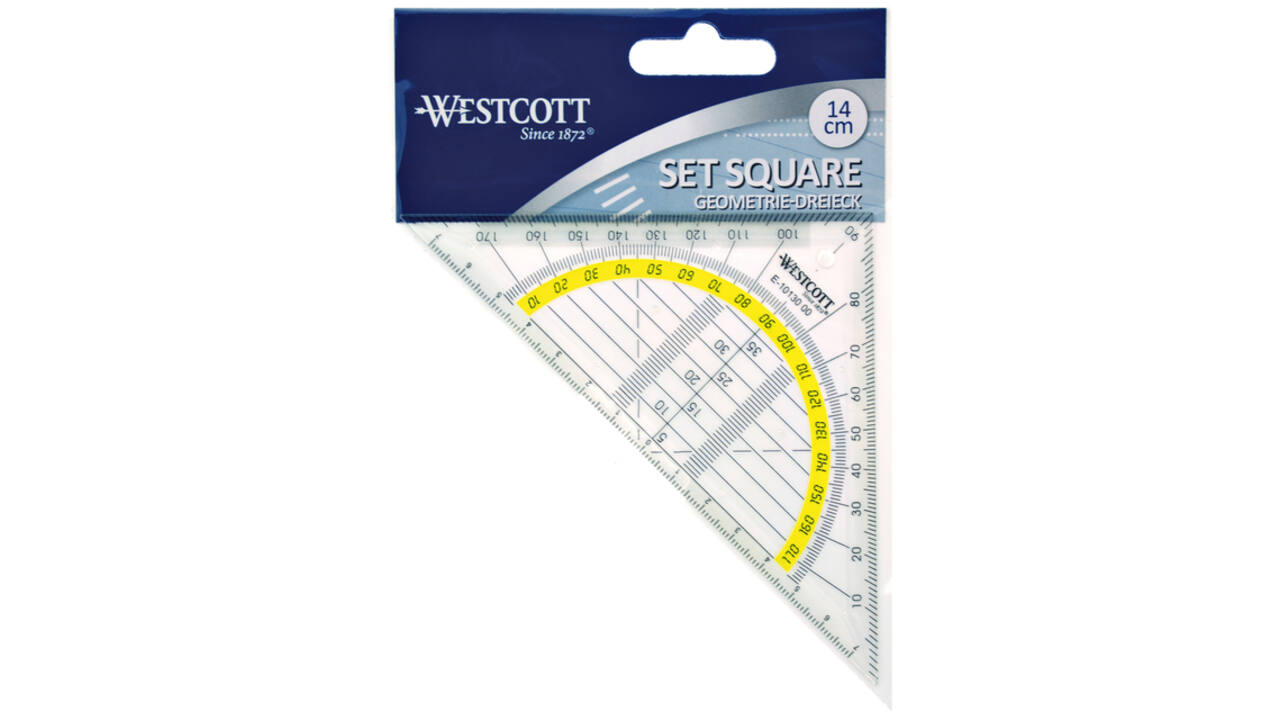 Geodriehoek Westcott 14cm transparant