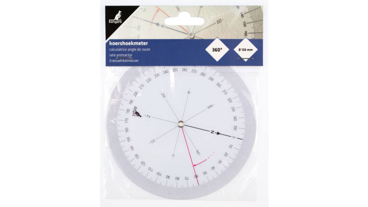 Koershoekmeter Kangaro kunststof 126mm transparant