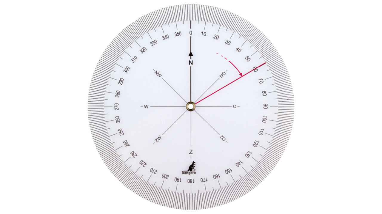 Koershoekmeter Kangaro kunststof 126mm transparant