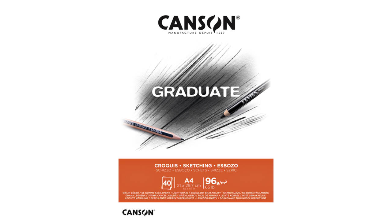 Schetspapier Canson Graduate Sketch 40vel 96gr A4 natuurlijk wit