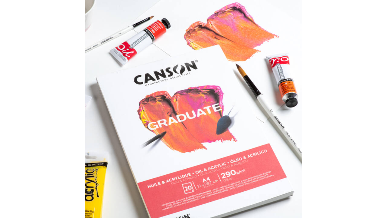 Schilderpapier Canson Graduate Oil & Acrylic 20vel 290gr A3 natuurlijk wit