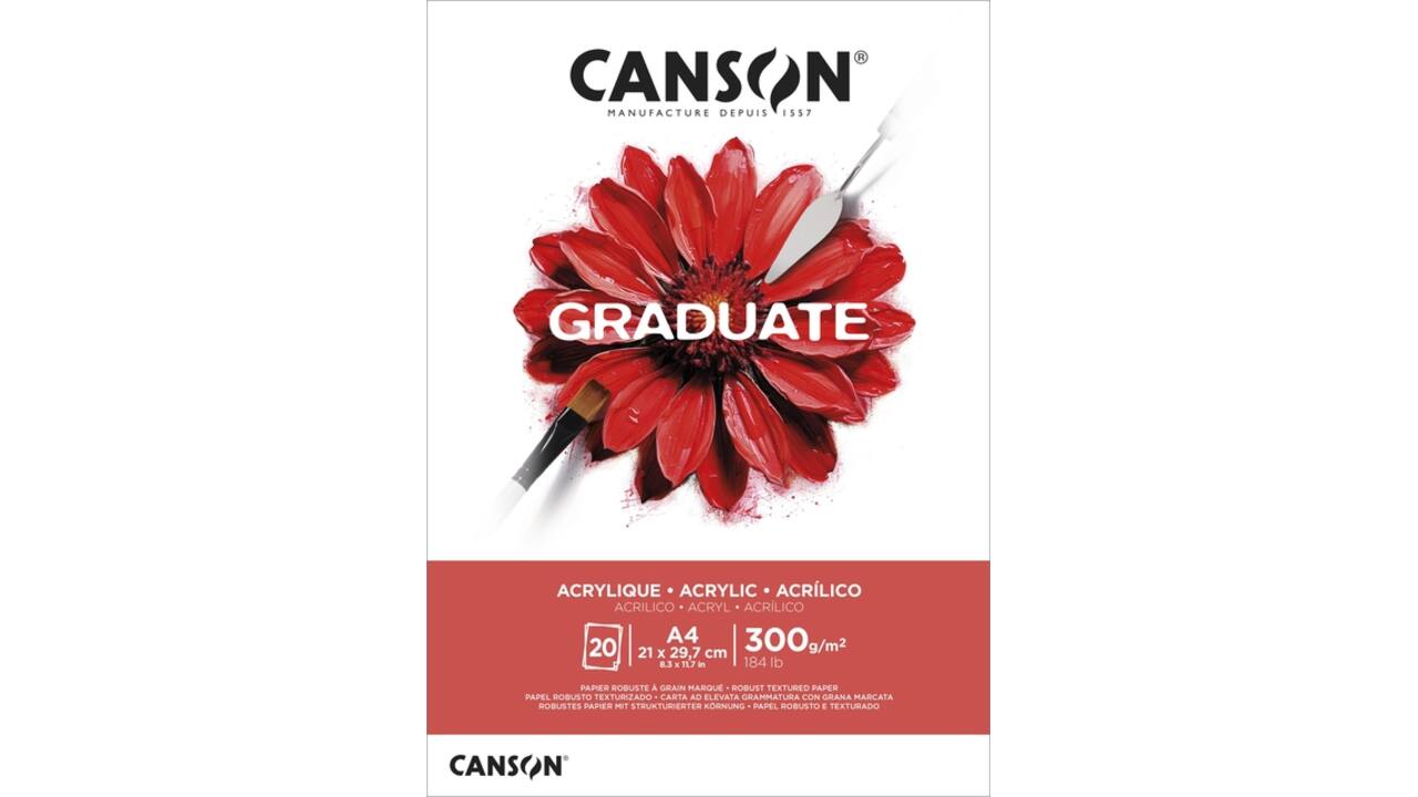 Schilderpapier Canson Graduate Oil & Acrylic 20vel 290gr A4 natuurlijk wit