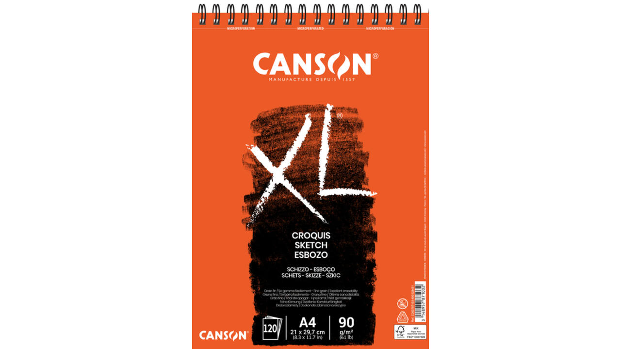 Schetspapier Canson XL Sketch 120vel 90gr A4 ivoorwit