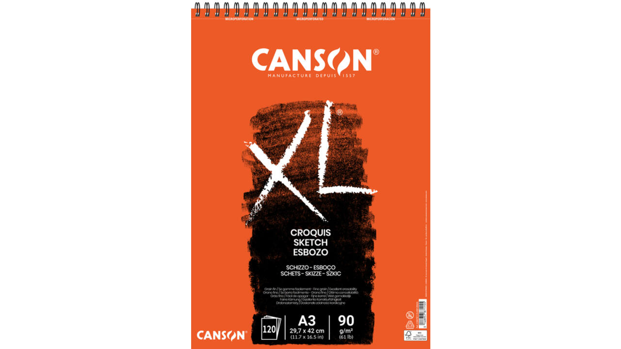 Schetspapier Canson XL Sketch 120vel 90gr A3 ivoorwit