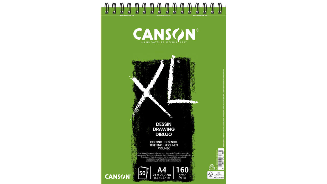 Tekenpapier Canson XL Drawing 50vel 160gr A4 wit