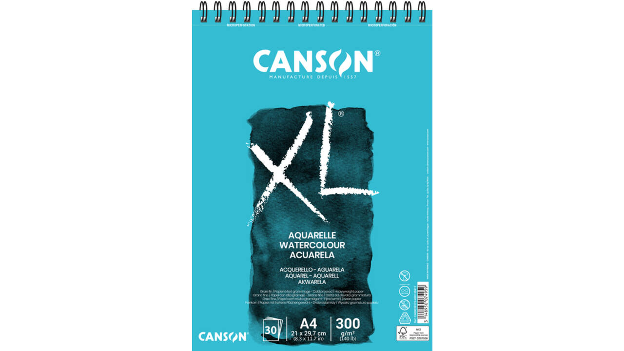 Aquarelpapier Canson XL 30vel 300gr A4 wit