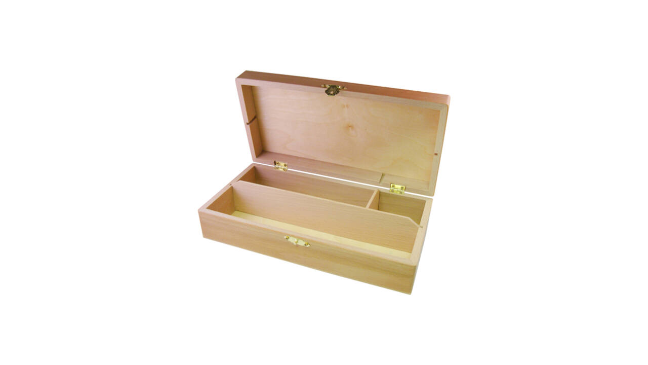 Tekendoos 25x12.5x6.5cm 3 vakken beukenhout
