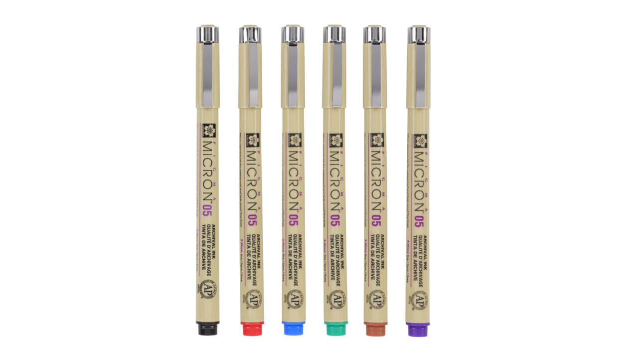 Fineliner Sakura Pigma Micron 05 basic set 6 kleuren