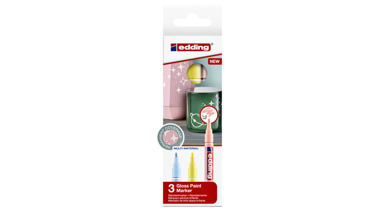 Paintmarker edding 751 op oliebasis 1-2mm pastel assorti 3 stuks
