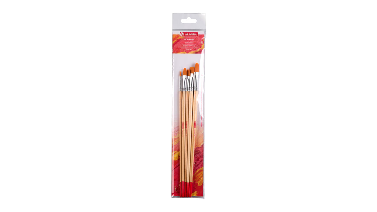 Penseel Talens Art Creation filament rond en plat set à 5 stuks