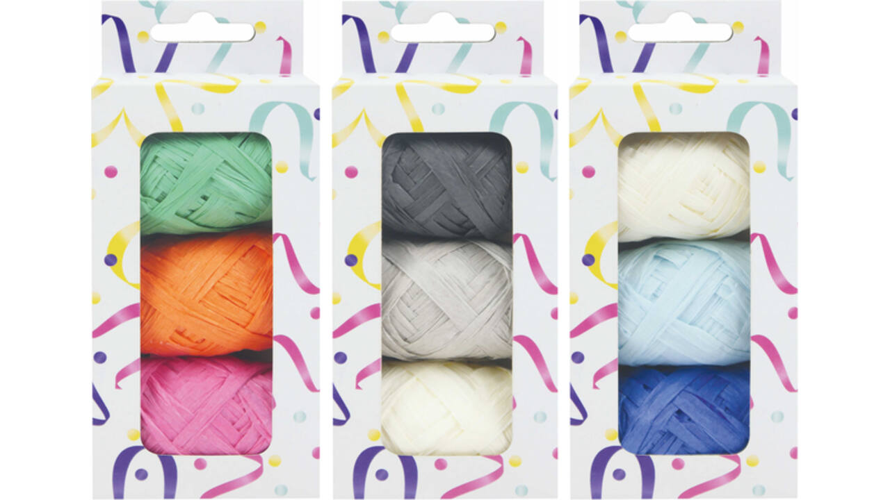 Lint raffia assorti: oranje, groen & roze