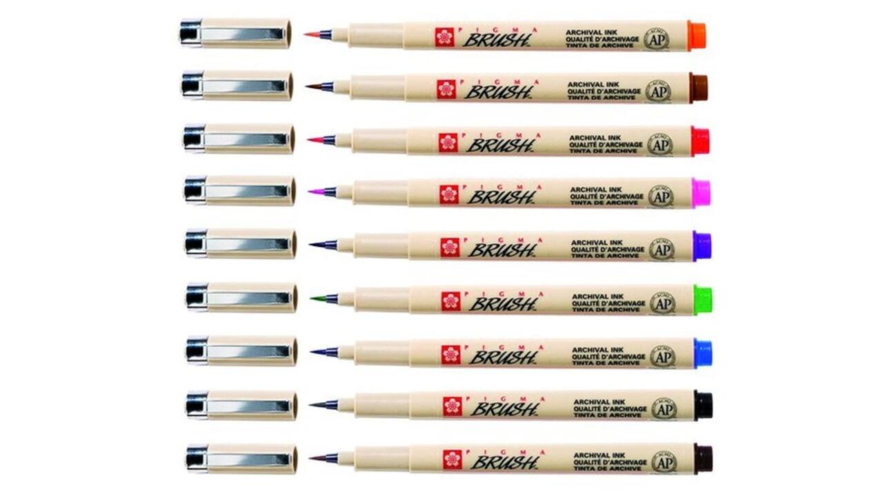 Brushstift Bruynzeel Sakura Pigma assorti 9 stuks