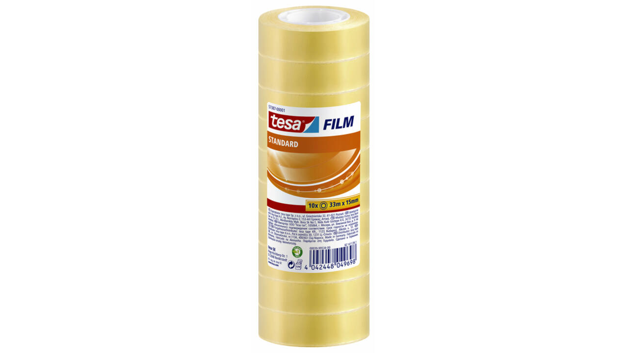 Plakband tesafilm® Standaard 33mx15mm krimp transparant 10 rollen