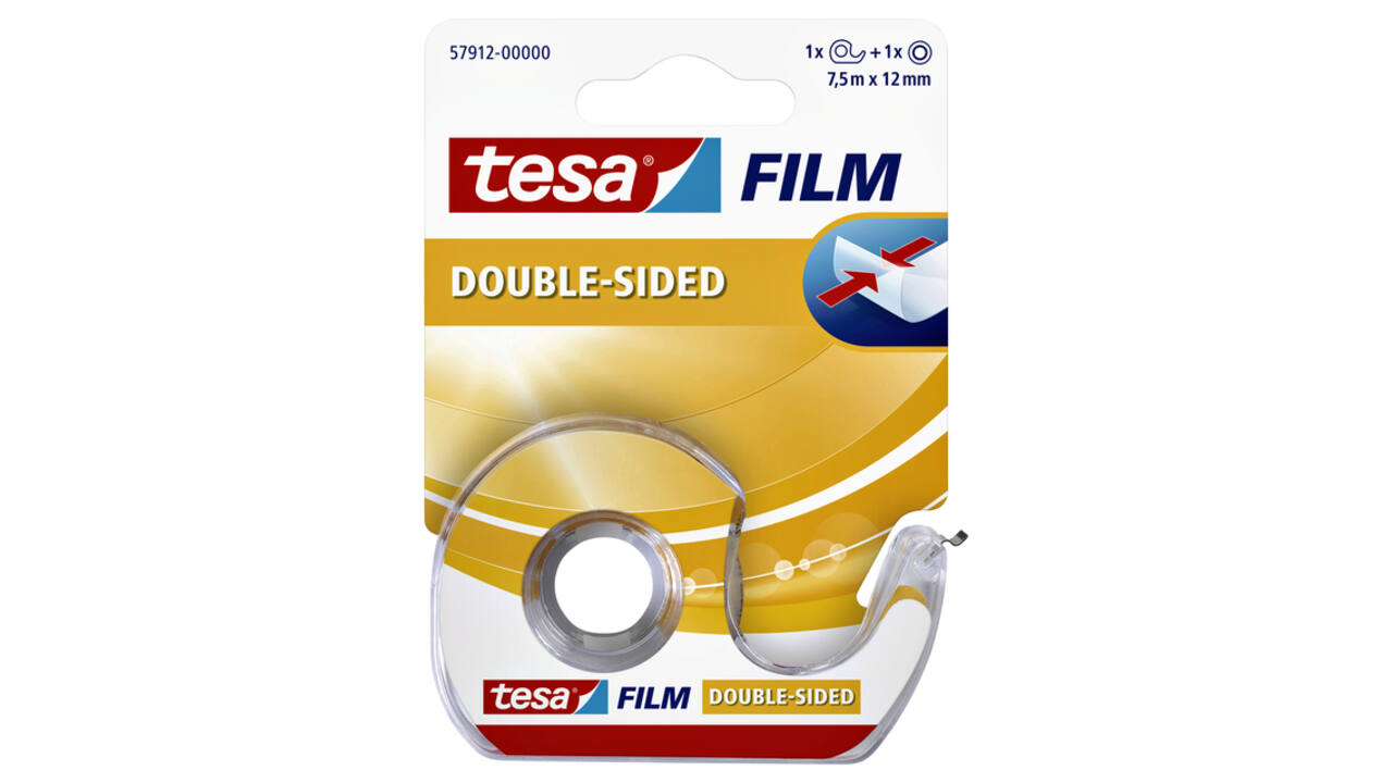 Tape tesafilm® dubbelzijdig  12mmx7,5m transparant met dispenser