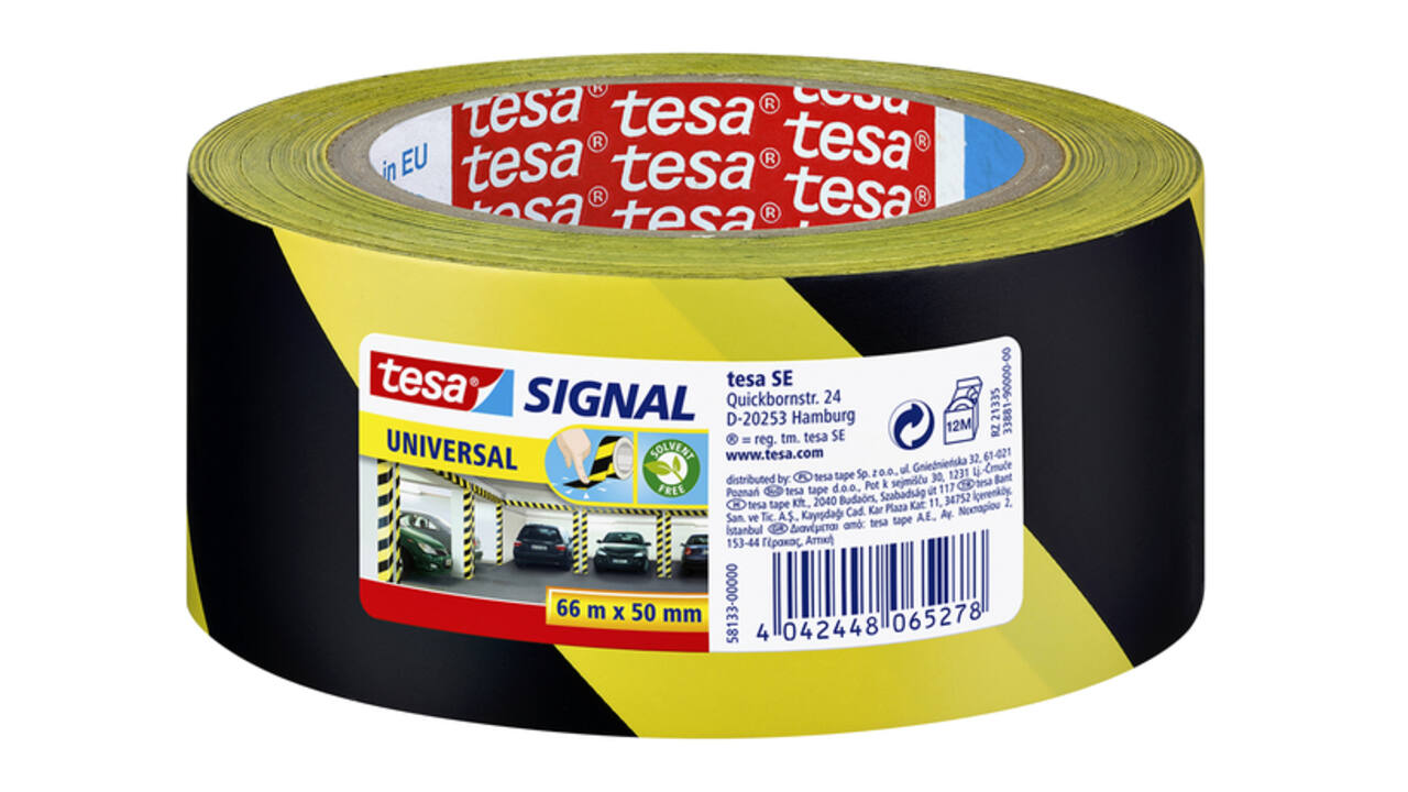 Waarschuwings- en markeringstape tesa® Signal Universal 66mx50mm geel/zwart